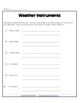 Weather Instruments - Define Worksheet