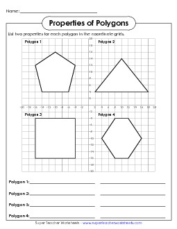 Properties of Polygons Geometry Worksheet