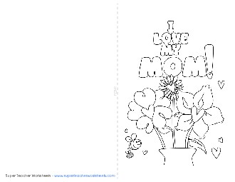 Card: Bouquet of Flowers Mothers Day Worksheet