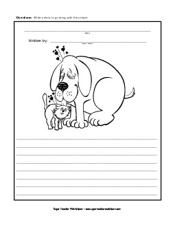 Valentine's Day - Puppy-Kitty Love Writing Storypics Worksheet