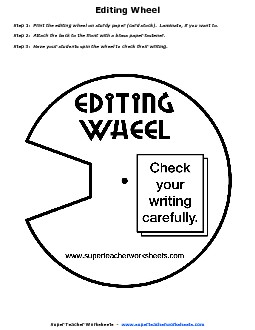 Proofreading Wheel (B & W) Writing Worksheet