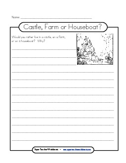 Castle, Houseboat, or Farm? Writing Worksheet