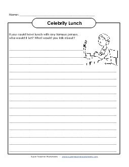 Celebrity Lunch Writing Worksheet