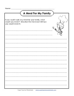 Meal for Your Family Writing Worksheet