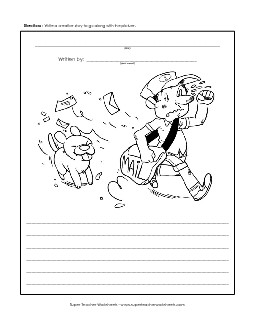 Mailman & Dog Writing Storypics Worksheet