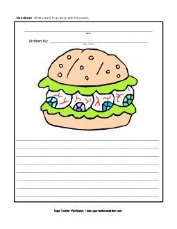 Halloween - Eyeball Burger Writing Storypics Worksheet