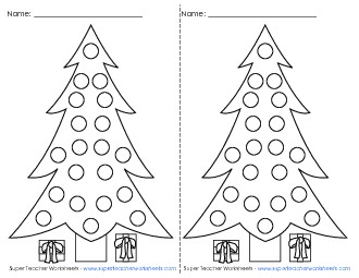 December Chart (Tree) Sticker Charts Worksheet