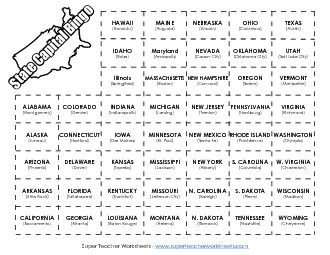 State Capitals Bingo Game Free States Worksheet