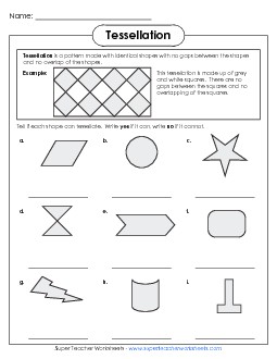 Identifying Tessellations Worksheet