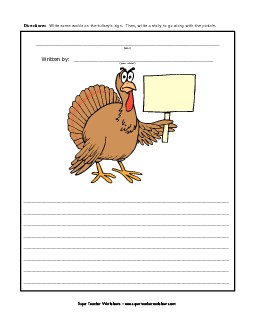 Thanksgiving - Turkey Sign Writing Storypics Worksheet