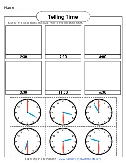 Cut and Glue Time Worksheet