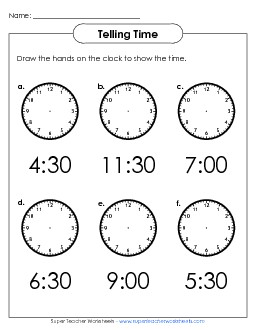 Draw the Hands Time Worksheet