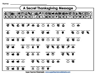 Thanksgiving Crypto-Code Riddle Holiday Worksheet