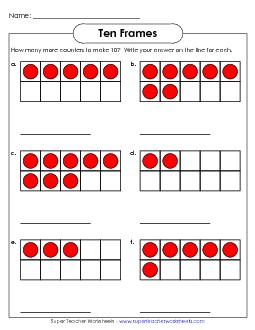 Ten-Frame Add/Subtract (Up to 10) Ten Frames Worksheet