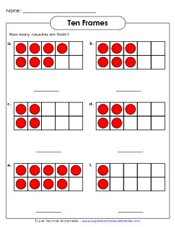 Ten-Frame Counting (Up to 10) Free Ten Frames Worksheet