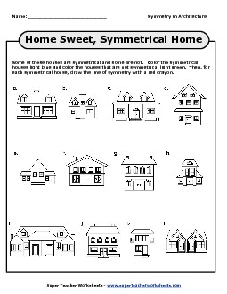 Symmetry Houses Geometry Worksheet