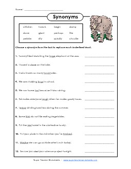 Synonyms 3 Synonyms Antonyms Worksheet