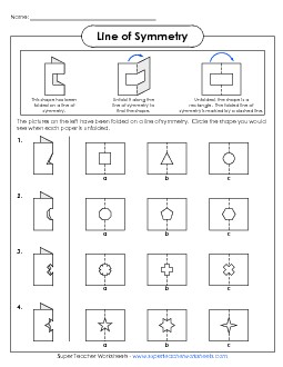 Symmetry Folded Shapes Geometry Worksheet