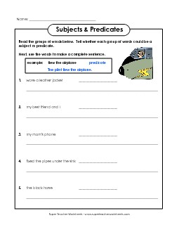 Subject and Predicate Worksheet E Subject Predicate Worksheet