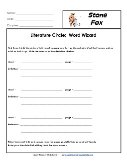 Lit Circles: Word Wizard Books Worksheet