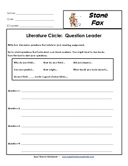 Lit Circles: Question Leader Books Worksheet