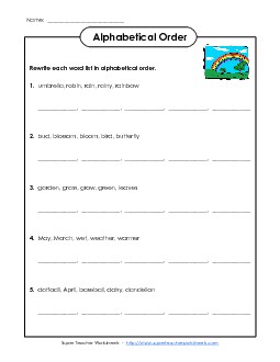 Spring ABC Order (Intermediate) Worksheet