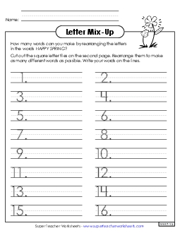 Spring Word Mix-Up (Primary) Free Worksheet