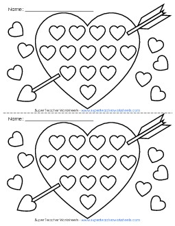 February Chart (Hearts) Sticker Charts Worksheet