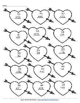 Addition: Valentine Math Picture Holiday Worksheet