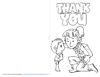 Card: Thank You (Female Soldier) Veterans Day Worksheet