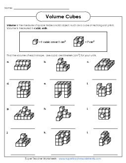 Volume Cubes - Intermediate Geometry Worksheet