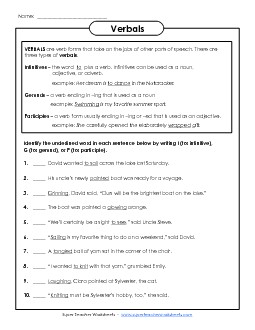 Mixed Verbals Worksheet