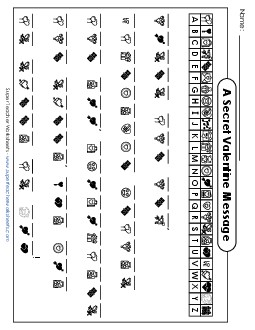 Valentine\'s Day Cryptogram Valentines Day Worksheet