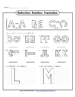 Alphabet - Rotations, Translations, Reflections Geometry Worksheet