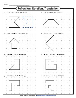 Drawing Reflections, Rotations, Translations Geometry Worksheet