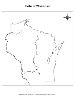 Wisconsin Map (No Bordering States) State Maps Worksheet