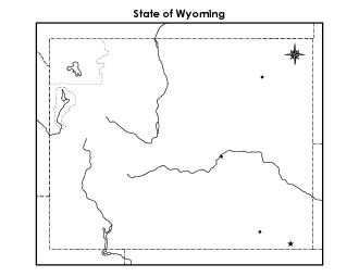 Wyoming Map (Blank Cities) State Maps Worksheet