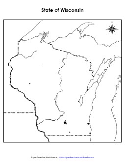 Wisconsin Map (Blank Cities) State Maps Worksheet