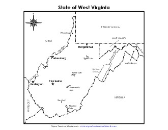 West Virginia Map (Labeled) State Maps Worksheet