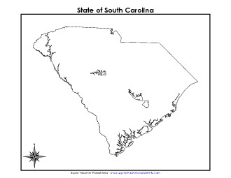 South Carolina Map (No Bordering States) State Maps Worksheet