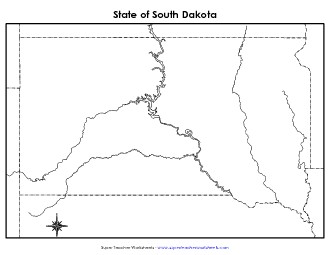 South Dakota Map (Blank) State Maps Worksheet