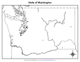 Washington Map (Blank Cities) State Maps Worksheet