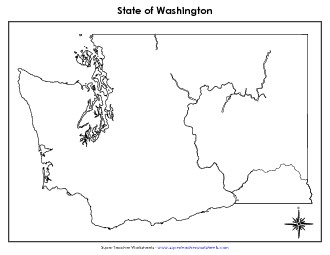 Washington Map (No Bordering States) State Maps Worksheet