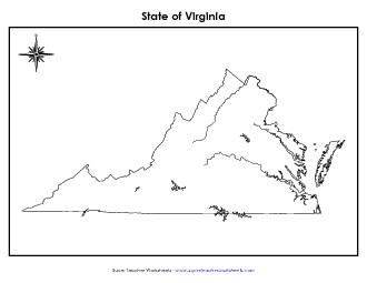 Virginia Map (No Bordering States) State Maps Worksheet