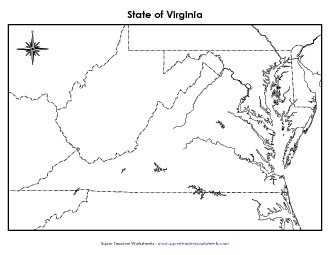 Virginia Map (Blank) State Maps Worksheet