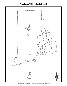 Rhode Island Map (No Bordering States) State Maps Worksheet