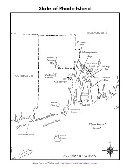 Rhode Island Map (Labeled) State Maps Worksheet