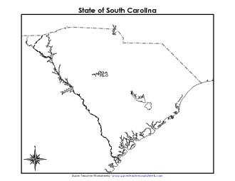 South Carolina Map (Blank) State Maps Worksheet