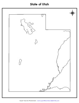 Utah Map (No Bordering States) State Maps Worksheet