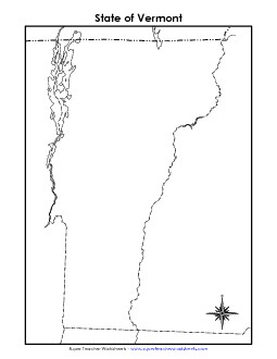 Vermont Map (Blank) State Maps Worksheet